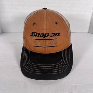 Snap on EST 1920 Trucker Hat Baseball Cap Brown Black Mesh Adjustable
